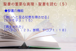 聖書の機能：「救いへと至る知恵を得させる」「再生された」：聖書の重要な真理【聖書を読む】(５)