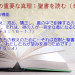聖書の機能:「人を教え、戒め、矯正し、義の中で訓練するのに益があります」「忍耐と聖書の励ましを通して、わたしたちが望みを持つためです」:聖書の重要な真理【聖書を読む】(6)