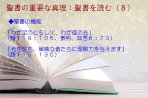 聖書の機能:聖書は天的なともし火です「わが足のともし火、わが径の光」「光を放ち、単純な者たちに理解力を与えます」:聖書の重要な真理【聖書を読む】(8)