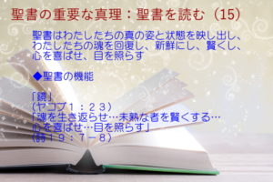 聖書の機能:聖書はわたしたちの真の姿と状態を映し出し、わたしたちの魂を回復し、新鮮にし、賢くし、心を喜ばせ、目を照らす「鏡」「魂を生き返らせ…未熟な者を賢くする…心を喜ばせ…目を照らす」:聖書の重要な真理【聖書を読む】(15)
