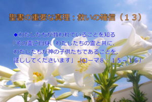 わたしたちが救われていることを知る「その霊ご自身、わたしたちの霊と共に、わたしたちが神の子供たちであることを、証ししてくださいます」:聖書の重要な真理【救いの確信】(13)