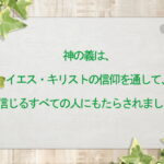 神の義は、イエス・キリストの信仰を通して、信じるすべての人にもたらされました(171)